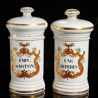 Pair Paris porcelain apothecary jars