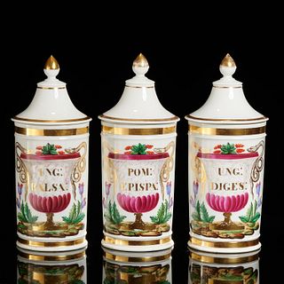 Set (3) Paris porcelain apothecary jars