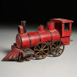 Antique friction-driven wood and iron locomotive