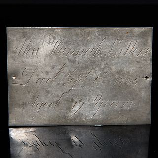 1845 engraved casket plate