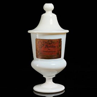 French white opaline glass apothecary urn