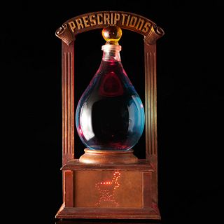 Vintage "Prescriptions" light-up flask display