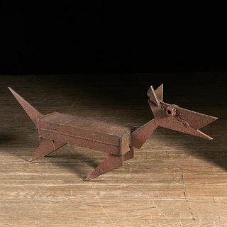 Brutalist running dog sculpture
