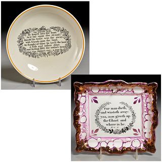 "Sailor's Tear" bowl, with "For Man Dieth" plaque