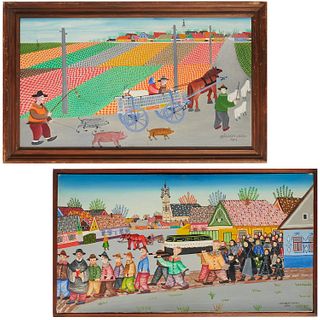 Ondrej Venarsky, (2) Serbian Folk Art paintings