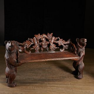 Nice Black Forest carved bear bench
