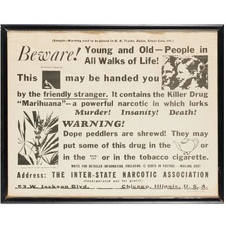Vintage marijuana warning poster
