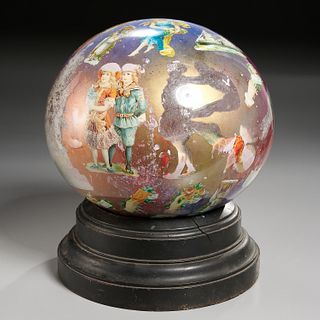 Large Victorian potichomania witch ball