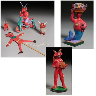 Group Mexican Diablo figures, incl. Abad Xuana