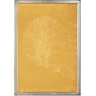 Embossed 24K gold foil art on silver ingot