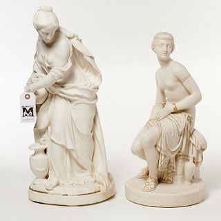 (2) Copeland parcel gilt parian porcelain figures