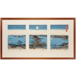 Utagawa Hiroshige, woodblock triptych