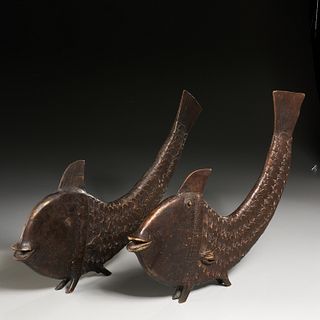 Near pair Large African bronze fish