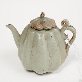 Miniature Korean celadon gourd teapot