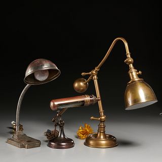 (3) vintage Industrial style desk lamps