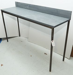 Industrial style steel slate top console