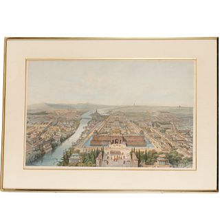 Hand-colored lithograph, Beijing Forbidden City