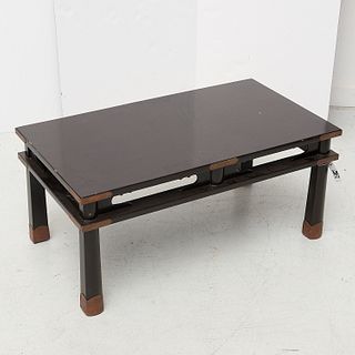 Japanese brass mounted lacquer low table