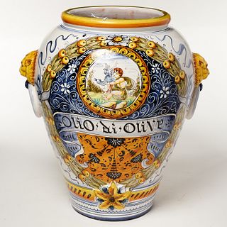 Large Majolica polychrome decorated jar