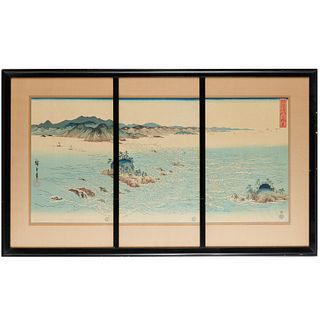 Utagawa Hiroshige, woodblock triptych