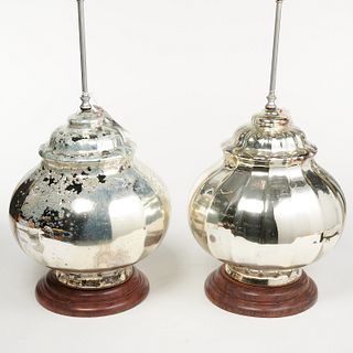 Pair Designer mercury glass table lamps