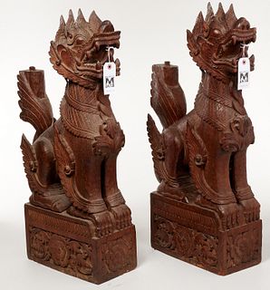 Pair large Southeast Asian temple guardians