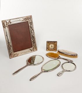Sterling silver vanity and desk accessory group