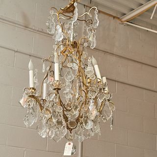 Baccarat style gilt bronze and crystal chandelier
