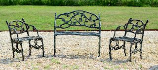 GROUP OF AMERICAN PAINTED CAST IRON GARDEN SEATS, JANES BEEBE & CO., N.Y.
