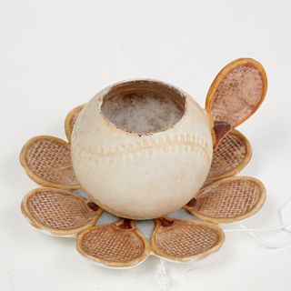 Unusual Locke & Co. porcelain tennis cup/saucer
