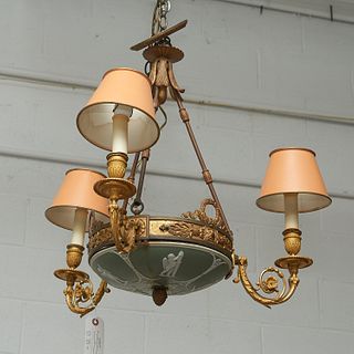Adam style gilt bronze and Jasperware chandelier