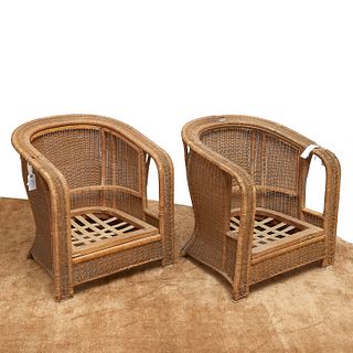 Pair S.S. Conti di Savoia wicker armchairs