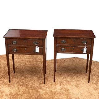 Pair Hepplewhite style mahogany side tables