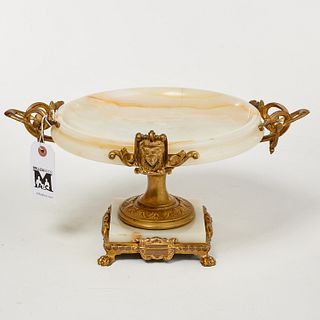 French gilt bronze and onyx tazza