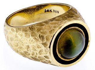 14k Gold and Cat Eye Topaz Ring