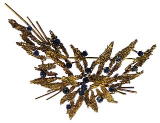 10k Gold and Sapphire Brooch