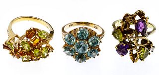 14k Gold and 10k Gold Cluster Rings