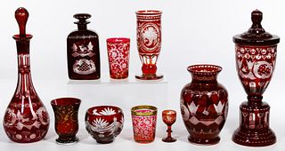 Czech Etched Red Glass Assortment