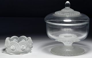 Lalique Crystal 'Elvire' Jam / Jelly with Lid and 'Gao' Bowl