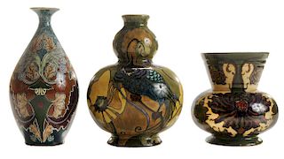 Three Art Nouveau Ceramic Vases