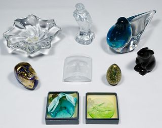 Signed Crystal and Glass Paperweight Assortment