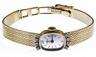 Le Coultre 14k Gold Case, Band and Diamond Wrist Watch