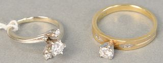 Two 14k yellow and white gold diamond rings, each approximately .20 cts each, 5.1 gr.