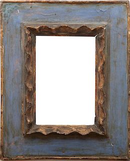 SPANISH BAROQUE PAINTED AND PARCEL-GILT PICTURE FRAME