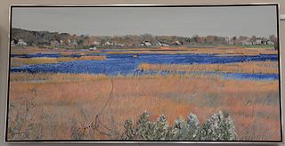Jane Ritchie (1927 - 2000), fall marsh landscape, oil on canvas, signed lower left "Jane Ritchie", 30" x 60", Provenance: Property from the Credit Sui