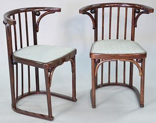 Pair Josef Hoffman chairs, 29 1/2" h. x 17" d. (seat), being sold with receipt from Macklowe Gallery, 1988, as part of five piece set purchased for $1