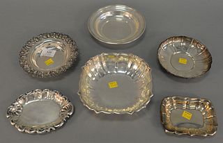 Six small sterling silver dishes, 21.3 t.oz.
