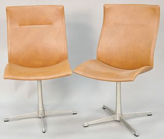 Nine Overman swivel dining chairs, below average condition, 36" h. x 17" d. (seat).