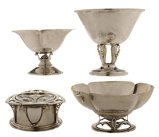 Four Pieces Silver Art Nouveau and