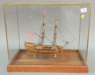 Two masted sailing ship model Colonial Brig of War, ht. 19 1/4", wd. 22 1/2".